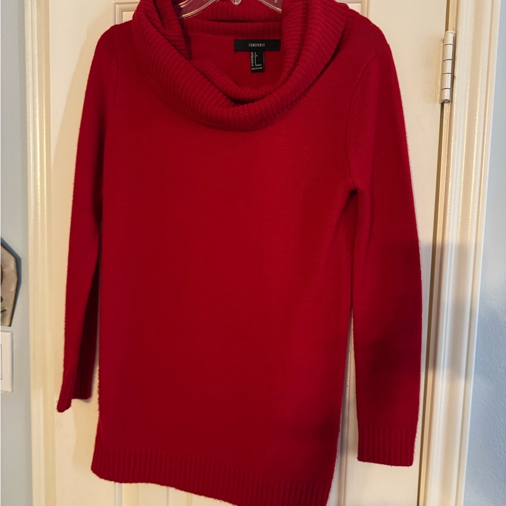 Forever 21 thick red wool cowl neck sweater size small